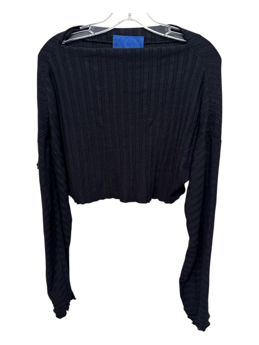 Simon Miller Size XS Black Modal Lettuce Hem Boat Neck Ribbed Top Black / XS