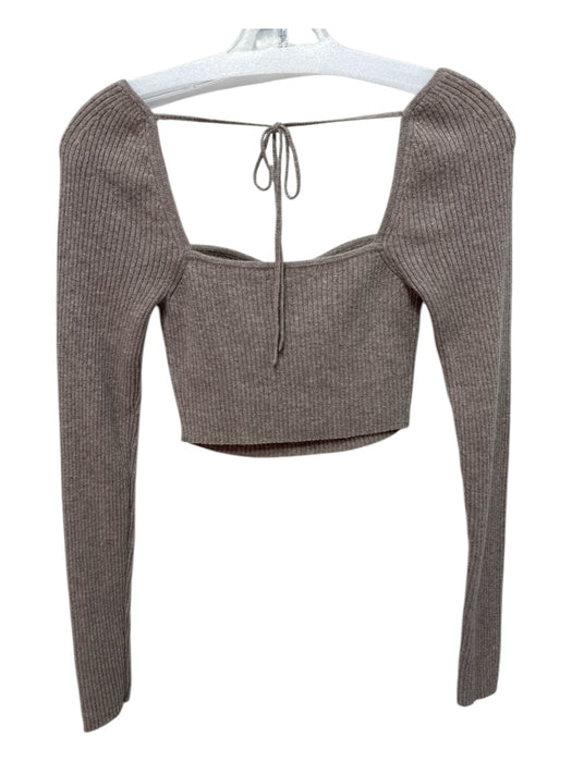 Reformation Size S Taupe Brown Cashmere Ribbed Sweetheart Neckline Cropped Top Taupe Brown / S