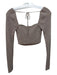 Reformation Size S Taupe Brown Cashmere Ribbed Sweetheart Neckline Cropped Top Taupe Brown / S