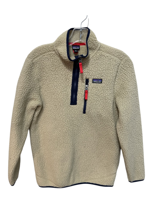 Patagonia Size XL Beige & Blue Polyester Fleece 1/4 Zip Sweatshirt Beige & Blue / XL