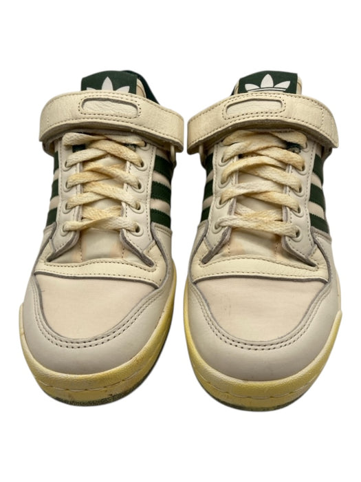 Adidas Shoe Size 6.5 Cream & Green Leather Low Top Velcro Strap Sneakers Cream & Green / 6.5