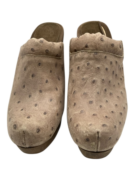 Rachel Comey Shoe Size Est. 7 Grey Leather Ostrich Embossed Wool Platform Clogs Grey / Est. 7