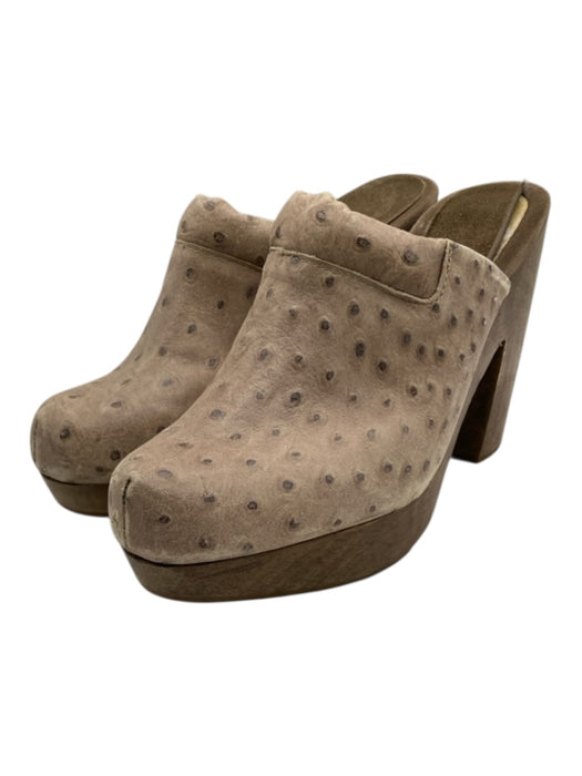 Rachel Comey Shoe Size Est. 7 Grey Leather Ostrich Embossed Wool Platform Clogs Grey / Est. 7