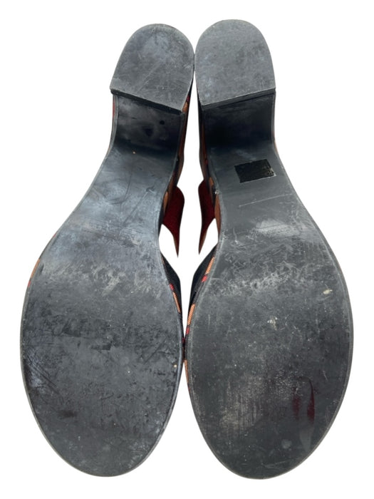 Bimba Y Lola Shoe Size 38 Black & Multi Canvas & Leather Suede Platform Sandals Black & Multi / 38