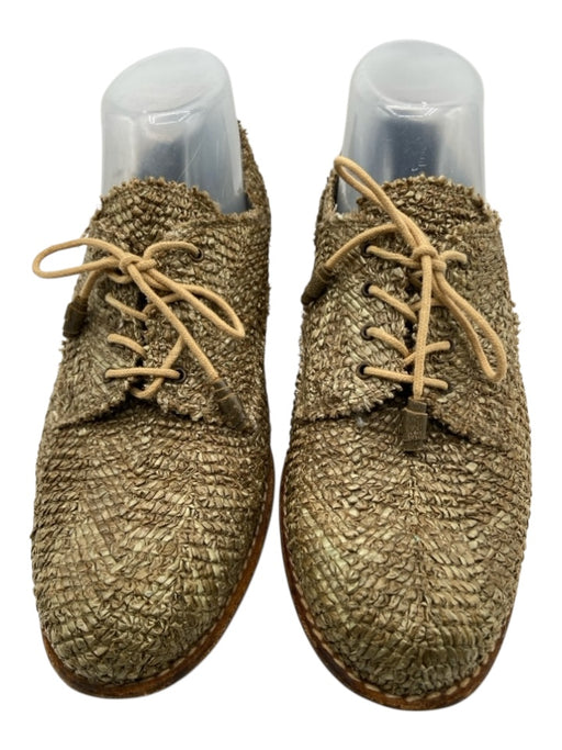 Stuart Weitzman Shoe Size Est. 6.5/7 Khaki Green Raffia oxford Loafers Khaki Green / Est. 6.5/7