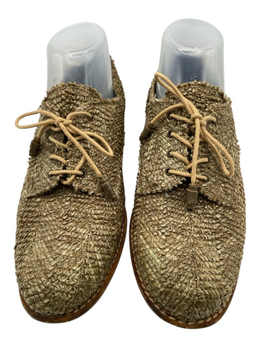 Stuart Weitzman Shoe Size Est. 6.5/7 Khaki Green Raffia oxford Loafers Khaki Green / Est. 6.5/7