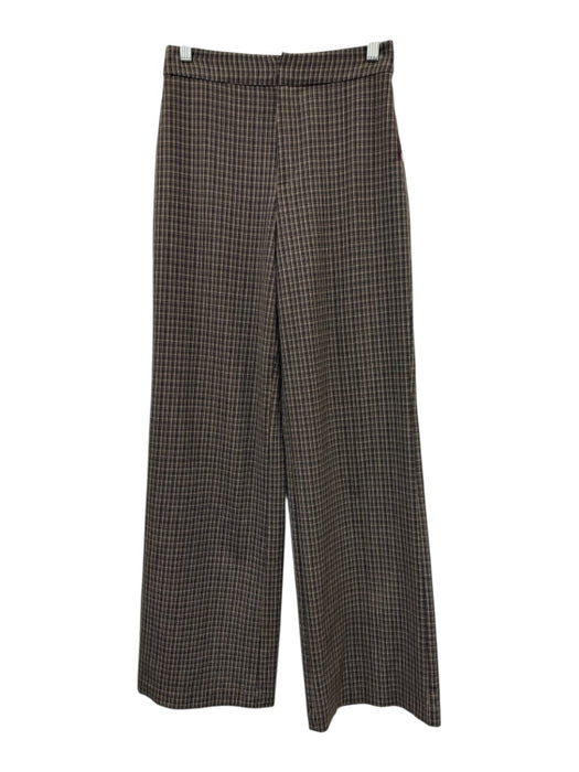 Reformation Size 2 Brown & Blue Polyester Plaid Wide Leg Trouser Pants Brown & Blue / 2