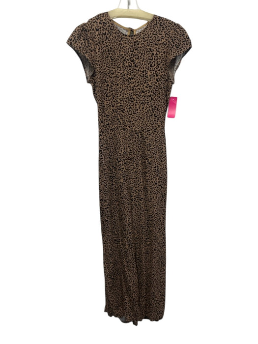 Reformation Size 4 Tan & black Viscose & Rayon Leopard Print Cap Sleeve Jumpsuit Tan & black / 4