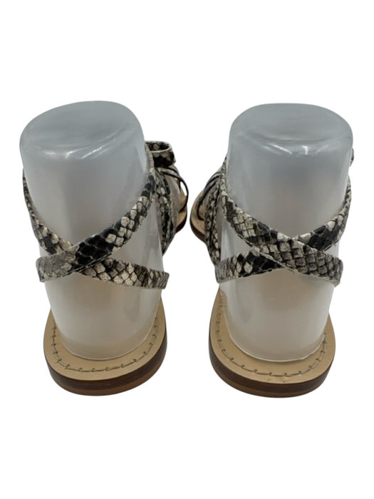 Amanu Shoe Size 7 Beige & Black Leather Snake Embossed Sandals Beige & Black / 7