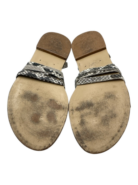 Amanu Shoe Size 7 Beige & Black Leather Snake Embossed Sandals Beige & Black / 7