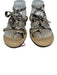 Amanu Shoe Size 7 Beige & Black Leather Snake Embossed Sandals Beige & Black / 7