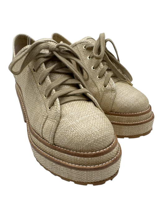 Cult Gaia Shoe Size 38 Beige Textile Lug Sole Platform Shoes Beige / 38