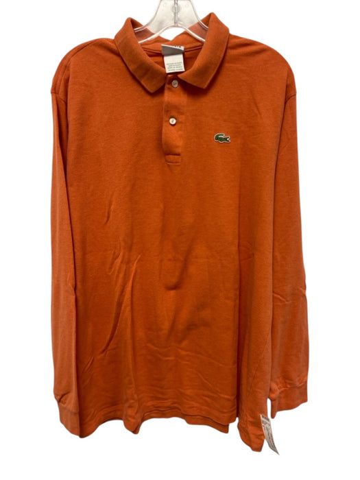 Lacoste Size 8 Orange Cotton Solid Polo Men's Long Sleeve Shirt Orange / 8
