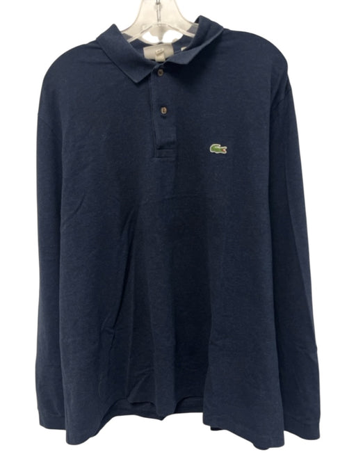 Lacoste Size 9 Blue Cotton Solid Polo Men's Long Sleeve Shirt Blue / 9