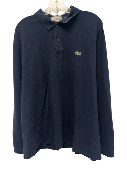 Lacoste Size 9 Blue Cotton Solid Polo Men's Long Sleeve Shirt Blue / 9
