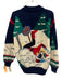 Bergdorf Goodman NWT Size Est M Blue & White Wool Skiers Crew Men's Sweater Blue & White / Est M