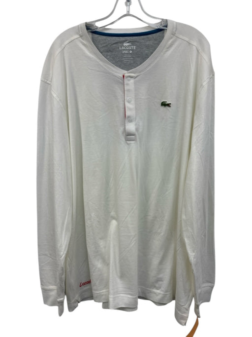 Lacoste Size 9 White Cotton Solid Men's Long Sleeve Shirt White / 9