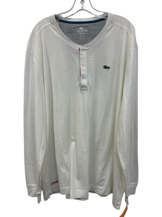 Lacoste Size 9 White Cotton Solid Men's Long Sleeve Shirt White / 9
