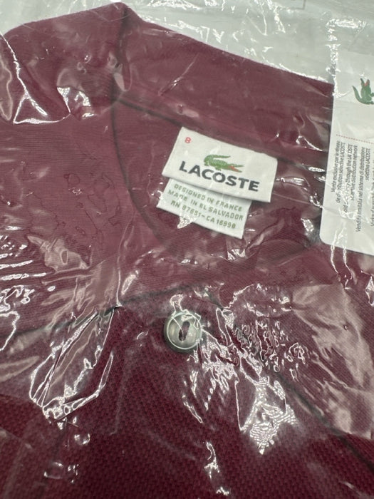 Lacoste Size 8 Dark Red Cotton Solid Polo Men's Short Sleeve Shirt Dark Red / 8