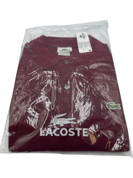 Lacoste Size 8 Dark Red Cotton Solid Polo Men's Short Sleeve Shirt Dark Red / 8