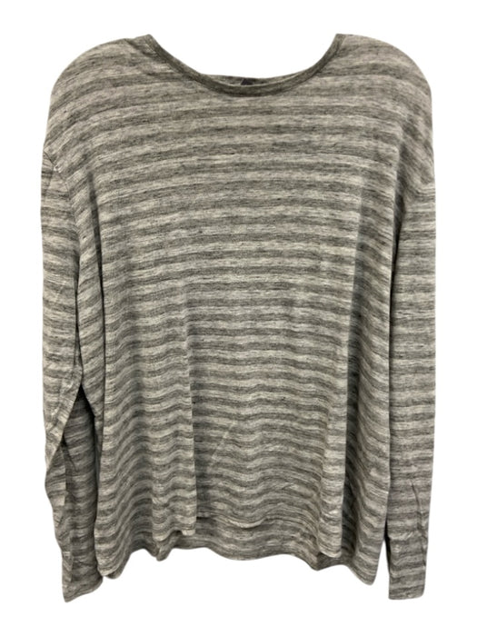 Vince Size XXL Gray Linen Blend Striped T shirt Crew Men's Long Sleeve Shirt Gray / XXL
