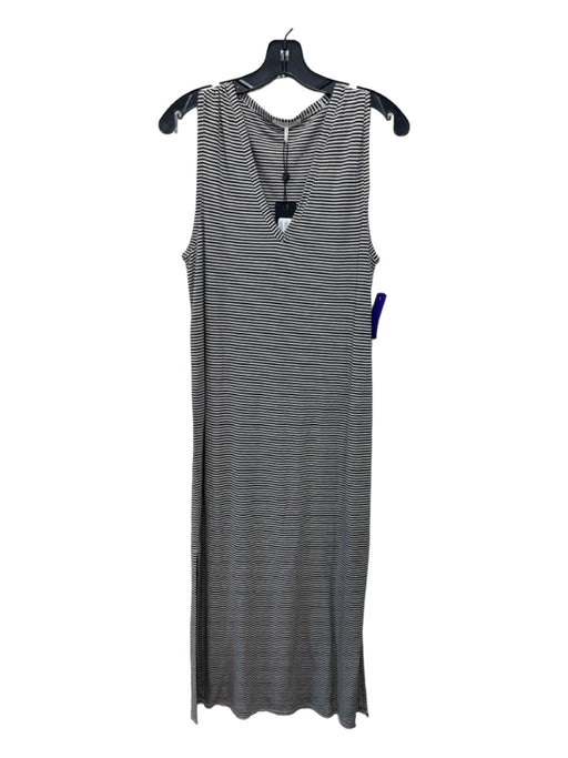 Rag & Bone Size M Black & White Cotton Striped V Neck Sleeveless Maxi Dress Black & White / M