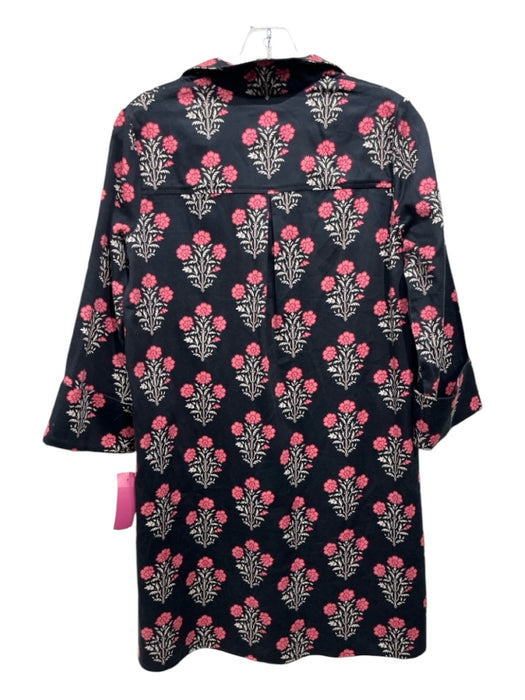 Tuckernuck Size XS Black & Pink Cotton & Spandex V Neck Floral Long Sleeve Dress Black & Pink / XS