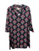 Tuckernuck Size XS Black & Pink Cotton & Spandex V Neck Floral Long Sleeve Dress Black & Pink / XS