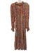 Free People Size XS Orange, Red & Multi Polyester Long Balloon Sleeve Dress Orange, Red & Multi / XS