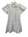 Hunter Bell Size XS White Cotton Short flutter sleeve Ruffle Neckline Dress White / XS