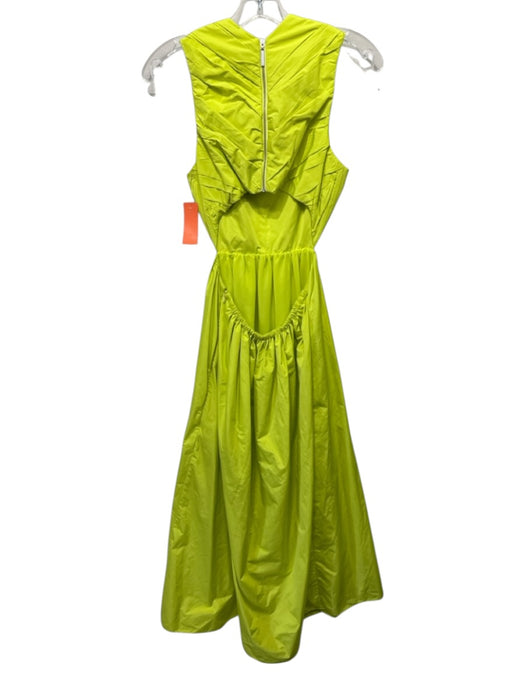 Hunter Bell Size 2 Chartreuse Polyester Sleeveless V Neck Pleated Detail Dress Chartreuse / 2