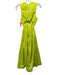 Hunter Bell Size 2 Chartreuse Polyester Sleeveless V Neck Pleated Detail Dress Chartreuse / 2