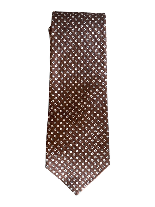 Miller Brothers Brown & White Silk All Over Print Men's Tie Brown & White