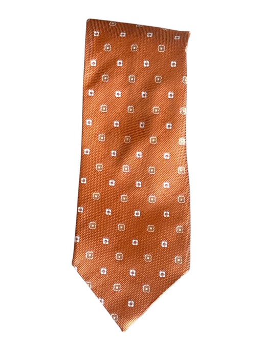 Ermenegildo Zegna Orange & White Silk All Over Print Men's Tie Orange & White