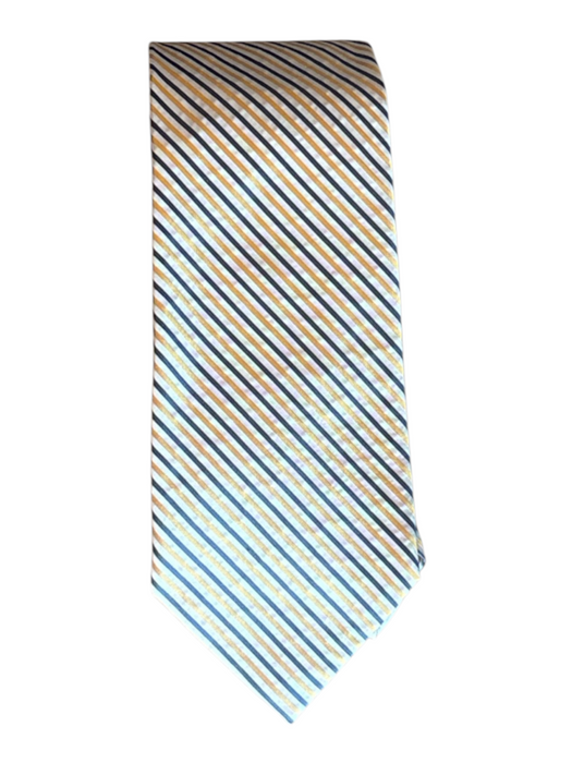 Miller Brothers White, Yellow & Gray Silk Striped Men's Tie White, Yellow & Gray