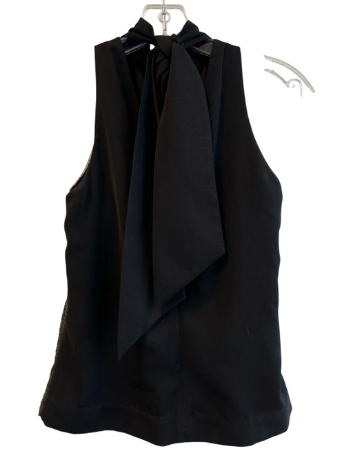 Abbey Glass Size Small Black Polyester Sleeveless Tie Neck Sequins Lined Top Black / Small