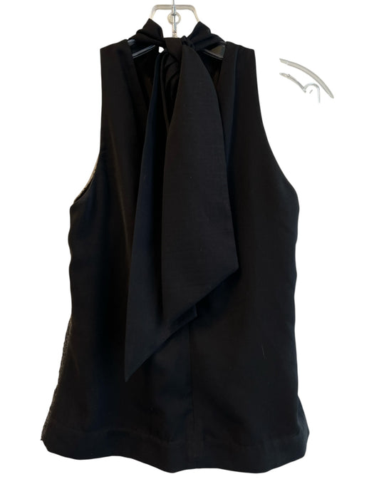 Abbey Glass Size Small Black Polyester Sleeveless Tie Neck Sequins Lined Top Black / Small
