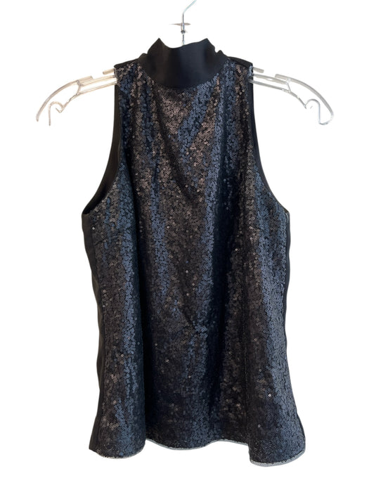 Abbey Glass Size Small Black Polyester Sleeveless Tie Neck Sequins Lined Top Black / Small