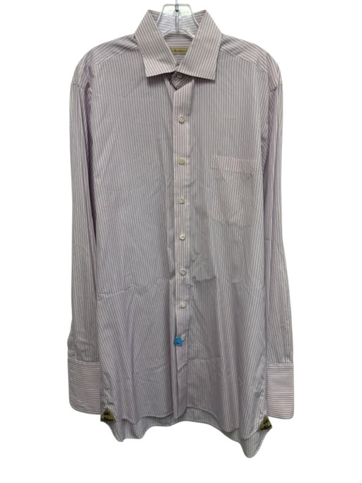 Miller Brothers Size Est XL Pink & Blue Cotton Striped Men's Long Sleeve Shirt Pink & Blue / Est XL