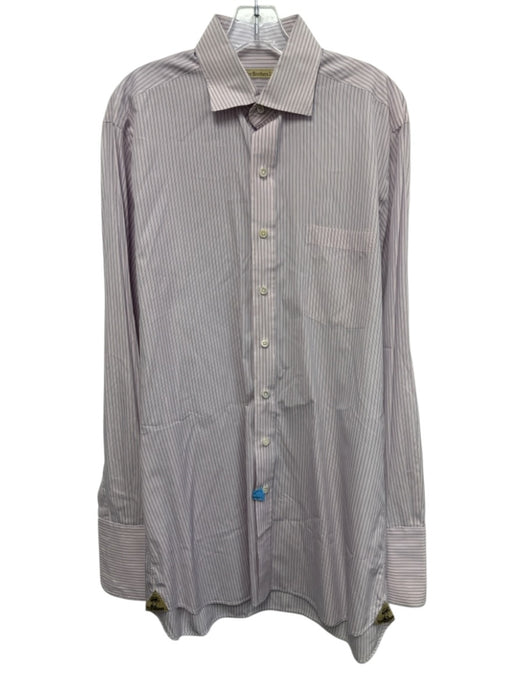 Miller Brothers Size Est XL Pink & Blue Cotton Striped Men's Long Sleeve Shirt Pink & Blue / Est XL