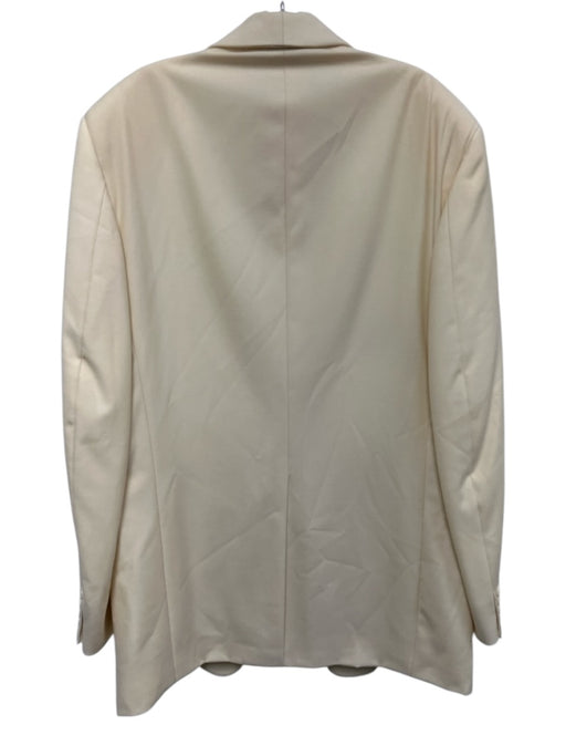 H Stockton Off White Wool Blend Solid Shawl collar Dinner Jacket Men's Blazer Off White / Est 44