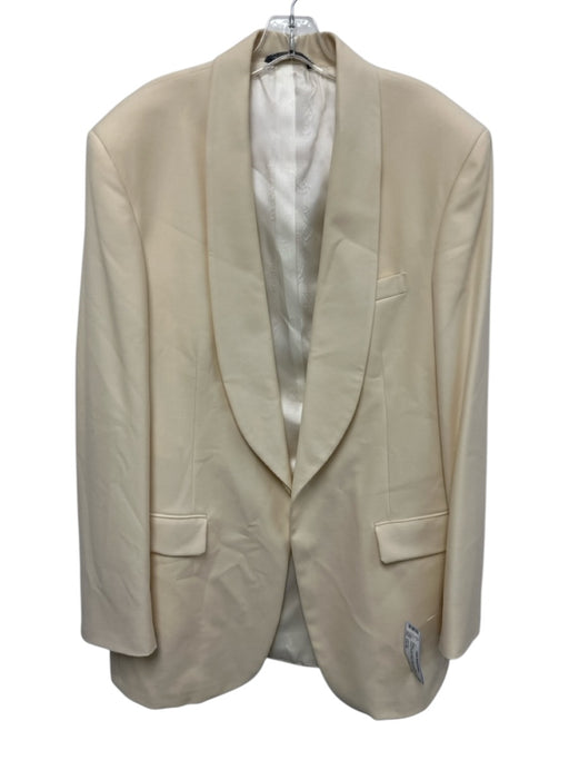 H Stockton Off White Wool Blend Solid Shawl collar Dinner Jacket Men's Blazer Off White / Est 44