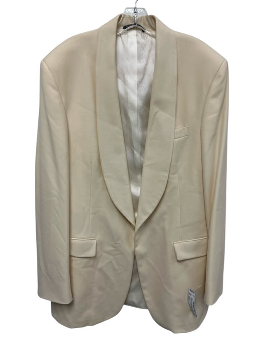 H Stockton Off White Wool Blend Solid Shawl collar Dinner Jacket Men's Blazer Off White / Est 44