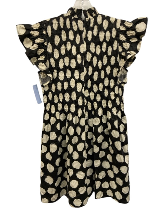Sea New York Size XS Brown & Cream Cotton Smocked Polka Dot Mini Dress Brown & Cream / XS
