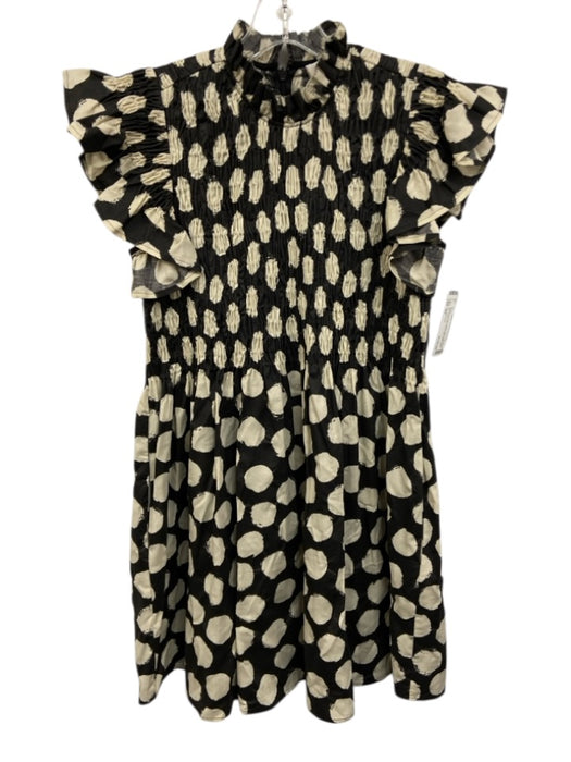 Sea New York Size XS Brown & Cream Cotton Smocked Polka Dot Mini Dress Brown & Cream / XS