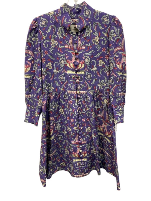 Tuckernuck Size XS Purple & Multi Cotton Blend Floral Button Front Dress Purple & Multi / XS