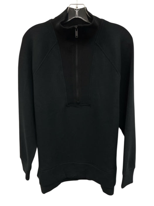 Spanx Size S Black Modal Blend Ribbed Collar Mock Neck Half Zip Jacket Black / S