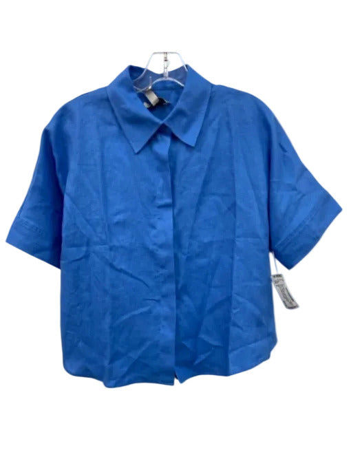 COS Size S Sky Blue Linen High Rise Short Sleeve Button Down Short Set Sky Blue / S