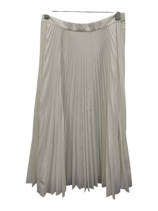 Theory Size 6 White Polyester Blend Accordion Pleat Back Zip Midi Skirt White / 6