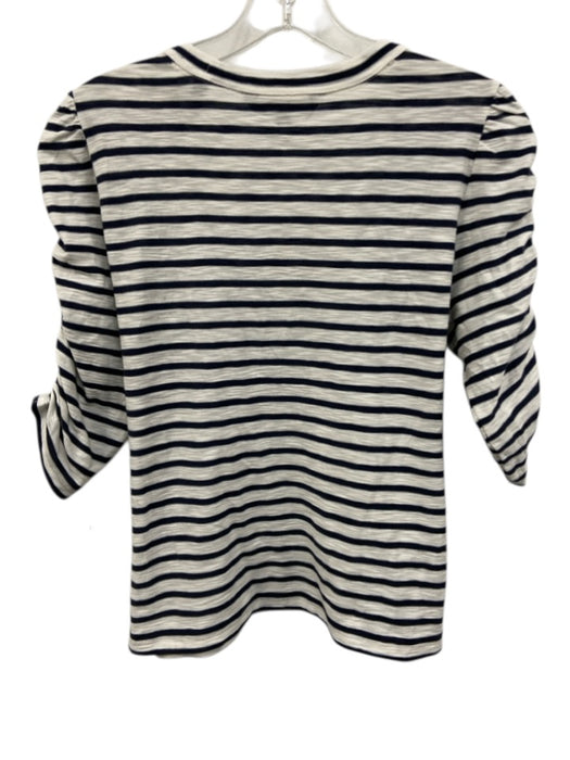 Veronica Beard Size XS White & Navy Blue Pima Cotton Ruched Stripe Top White & Navy Blue / XS